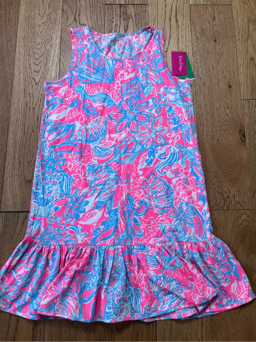 Lilly Pulitzer Pink & Blue Floral Ruffle Tank Dress